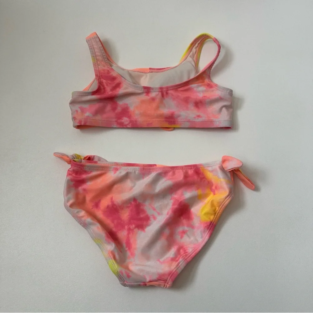 Justice Girls Tie Dye Two Piece Tie Knot Bathing Suit Padded Chest Size M/10